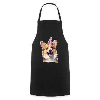 Corgi Party Hat Birthday - Cooking Apron - black - Front - AI Model Male 185 dark (185cm)