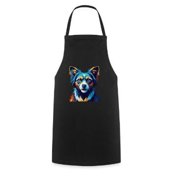 Hortaya Borzaya Hunderasse bunter Cartoon Kawaii - Kochschürze - Schwarz - Vorne - AI Model Male 185 dark (185cm)