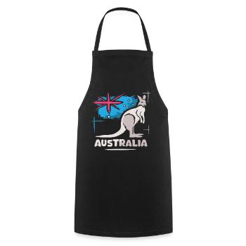 Australia Kangaroo Comic Flag Nature Animals Logo - Cooking Apron - black - Front - AI Model Male 185 dark (185cm)