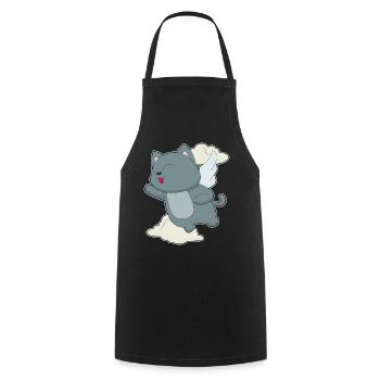 Ailes d’ange chat - Tablier de cuisine - noir - Devant - AI Model Male 185 dark (185cm)
