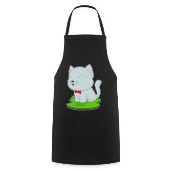 Noeud papillon chat - Tablier de cuisine - noir - Devant - AI Model Male 185 dark (185cm)