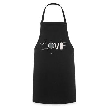 Bartender Mixologist Love - Kochschürze - Schwarz - Vorne - AI Model Male 185 dark (185cm)