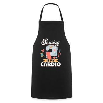 Sewing is my cardio - Funny Sewing Ideas Seamstres - Kochschürze - Schwarz - Vorne - AI Model Male 185 dark (185cm)