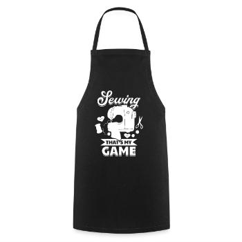Sewing that's my game - Seamstress Funny Sewing Id - Cooking Apron - black - Front - AI Model Male 185 dark (185cm)