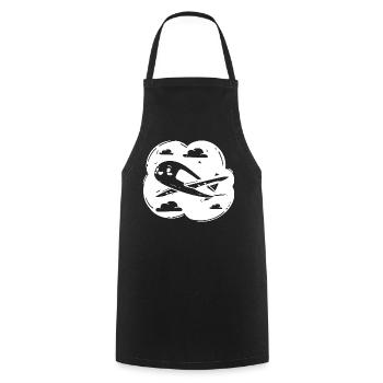 Propeller Plane Drawing - Cooking Apron - black - Front - AI Model Male 185 dark (185cm)