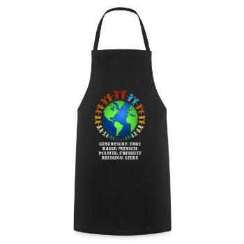 Schönes "gegen Rassismus" Refugees Welcome - Kochschürze - Schwarz - Vorne - AI Model Male 185 dark (185cm)