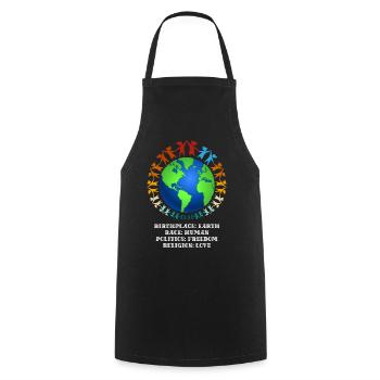 Schönes "gegen Rassismus" Refugees Welcome - Kochschürze - Schwarz - Vorne - AI Model Male 185 dark (185cm)