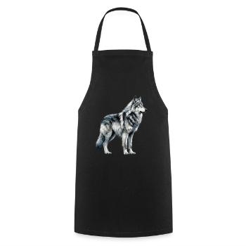 Wolf design Wolfsliebhaber Majestätischer Wolf - Kochschürze - Schwarz - Vorne - AI Model Male 185 dark (185cm)