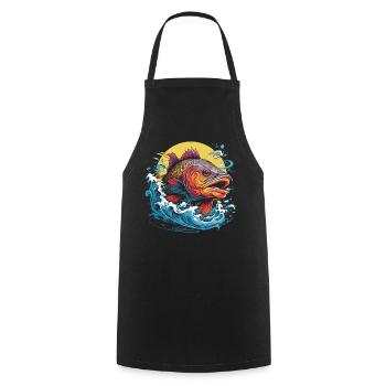 Fischerei Illustration - Kochschürze - Schwarz - Vorne - AI Model Male 185 dark (185cm)