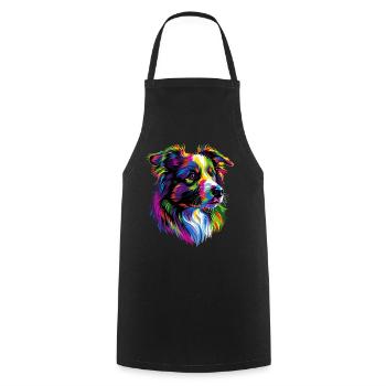 Australian Shepherd Bright Colors Pop Art Aussie - Cooking Apron - black - Front - AI Model Male 185 dark (185cm)