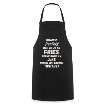 Frison né en juin. Texte d’anniversaire frison - Tablier de cuisine - noir - Devant - AI Model Male 185 dark (185cm)