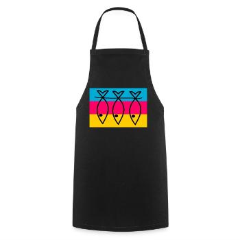 FISH. SARDINE. APRIL FOOLS. SEA. OCEAN - Cooking Apron - black - Front - AI Model Male 185 dark (185cm)