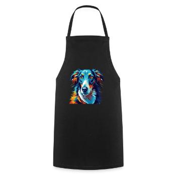Borzoi Dog Breed Colorful Cartoon Kawaii - Cooking Apron - black - Front - AI Model Male 185 dark (185cm)
