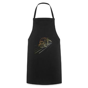 Train Sketch 90s Look - Cooking Apron - black - Front - AI Model Male 185 dark (185cm)