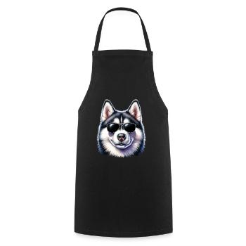 Cool husky with sunglasses - Cooking Apron - black - Front - AI Model Male 185 dark (185cm)