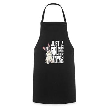 Bouledogue français fille - Tablier de cuisine - noir - Devant - AI Model Male 185 dark (185cm)