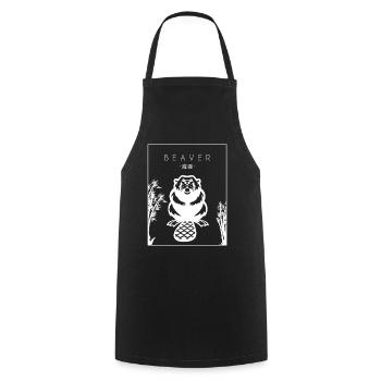 Beaver Chinese Hanzi Eurasian Castor Canadensis - Cooking Apron - black - Front - AI Model Male 185 dark (185cm)