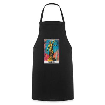 Tarotkarten Tarotkarte Justice Gerechtigkeit - Kochschürze - Schwarz - Vorne - AI Model Male 185 dark (185cm)
