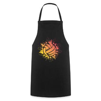 Ballon de volley-ball Explosion Icône du logo du joueur de volley-ball - Tablier de cuisine - noir - Devant - AI Model Male 185 dark (185cm)