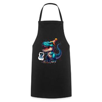 T Rex Dinosaure 8e anniversaire Enfants Anniversaire - Tablier de cuisine - noir - Devant - AI Model Male 185 dark (185cm)