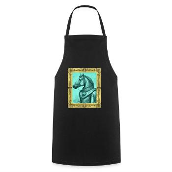 Cheval médiéval chevaux roi souverain gaulois - Tablier de cuisine - noir - Devant - AI Model Male 185 dark (185cm)