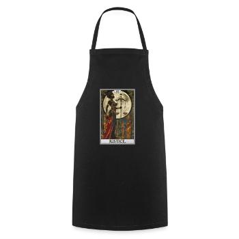 Tarotkarten Tarotkarte Justice Gerechtigkeit - Kochschürze - Schwarz - Vorne - AI Model Male 185 dark (185cm)