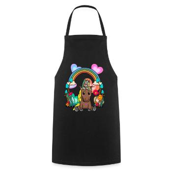 Regenbogen Pferd Pferde Kinder Kind Blumen - Kochschürze - Schwarz - Vorne - AI Model Male 185 dark (185cm)