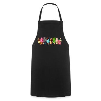 Einen süßen Touch mit diesen bunten Eis-Motiven - Kochschürze - Schwarz - Vorne - AI Model Male 185 dark (185cm)
