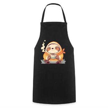 Sloth Illustration With His Cup Of Coffee - Cooking Apron - black - Front - AI Model Male 185 dark (185cm)