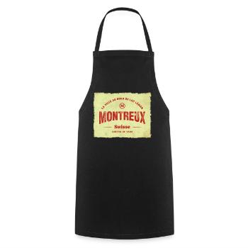 Montreux Vintage Stadtstempel - Kochschürze - Schwarz - Vorne - AI Model Male 185 dark (185cm)