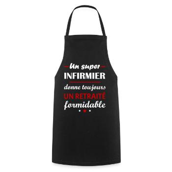 Un super infirmier, retraité, cadeau retraite - Tablier de cuisine - noir - Devant - AI Model Male 185 dark (185cm)