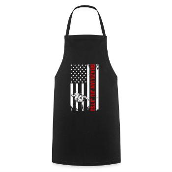 Brazilian Jiu Jitsu US Flag Brazilian Jiu Jitsu Ma - Cooking Apron - black - Front - AI Model Male 185 dark (185cm)