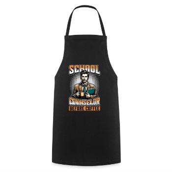 School Counselor Before Counseling Coffee Lover - Cooking Apron - black - Front - AI Model Male 185 dark (185cm)