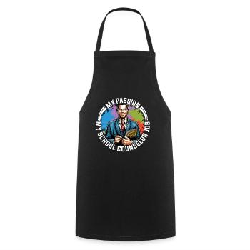 Conseillère scolaire Ma passion Ma psychologue scolaire - Tablier de cuisine - noir - Devant - AI Model Male 185 dark (185cm)