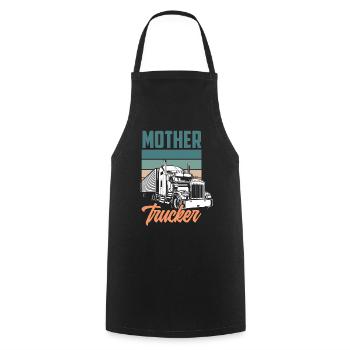 Rétro chauffeur de camion jeu de mots cadeau - Tablier de cuisine - noir - Devant - AI Model Male 185 dark (185cm)