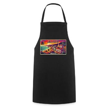 Design de palmier de plage Jalisco Mexico - Tablier de cuisine - noir - Devant - AI Model Male 185 dark (185cm)