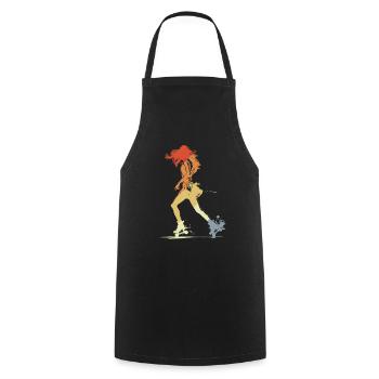 Roller Skating Girl Graphic - Cooking Apron - black - Front - AI Model Male 185 dark (185cm)