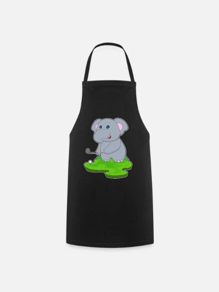 Elefant Golf Golfschläger - Kochschürze - Schwarz