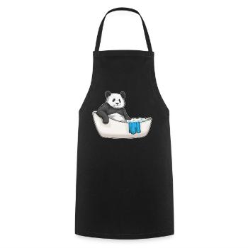 Panda Bathing Bathtub - Cooking Apron - black - Front - AI Model Male 185 dark (185cm)