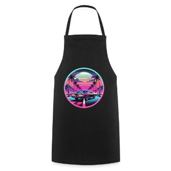 Retro Sunset Muscle Car Driving - Cooking Apron - black - Front - AI Model Male 185 dark (185cm)
