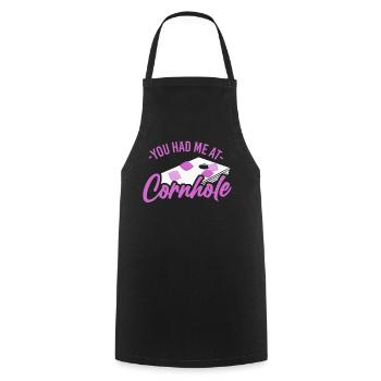 Joueur de sac de haricots de l’équipe Cornhole - Tablier de cuisine - noir - Devant - AI Model Male 185 dark (185cm)