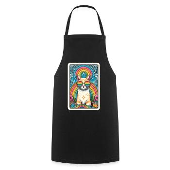 Carte de Tarot, Chat, L’Allié, Arc-en-ciel, Chat LGBTQ - Tablier de cuisine - noir - Devant - AI Model Male 185 dark (185cm)