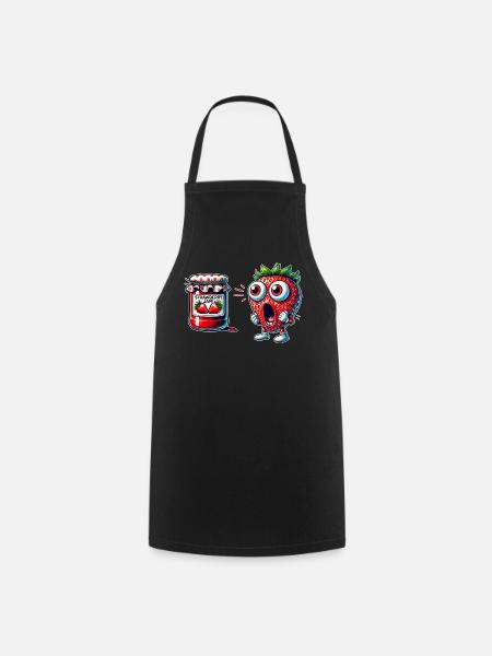 Lustiges Erdbeere Marmeladen Design - Kochschürze - Schwarz