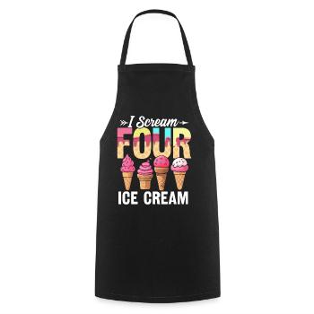 Je crie quatre glaces drôle 4e anniversaire La Reine des neiges - Tablier de cuisine - noir - Devant - AI Model Male 185 dark (185cm)