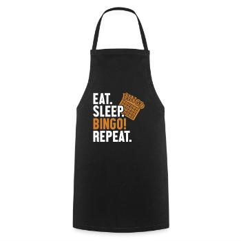 Eat Sleep Bingo Repeat Caller Daubers - Cooking Apron - black - Front - AI Model Male 185 dark (185cm)