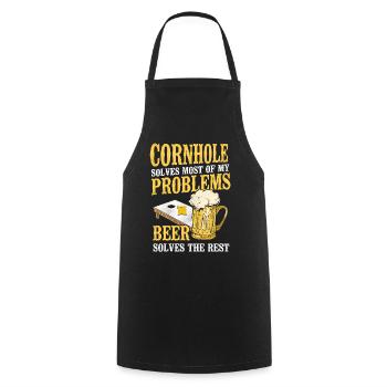 Joueur de sac de haricots de l’équipe Cornhole - Tablier de cuisine - noir - Devant - AI Model Male 185 dark (185cm)
