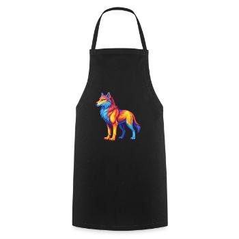 Arctic Wolf Colorful Kawaii Cartoon Character - Cooking Apron - black - Front - AI Model Male 185 dark (185cm)