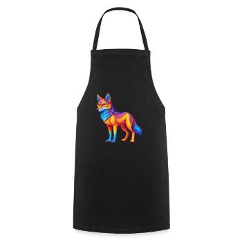 Coyote Colorful Kawaii Cartoon Character Clipart - Cooking Apron - black - Front - AI Model Male 185 dark (185cm)