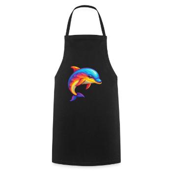 Dolphin Colorful Kawaii Cartoon Character Clipart - Cooking Apron - black - Front - AI Model Male 185 dark (185cm)