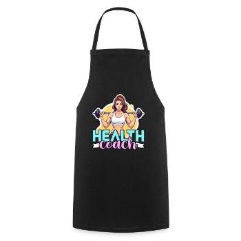 Health Coach Fitness Trainer Gym Teacher Workout - Cooking Apron - black - Front - AI Model Male 185 dark (185cm)